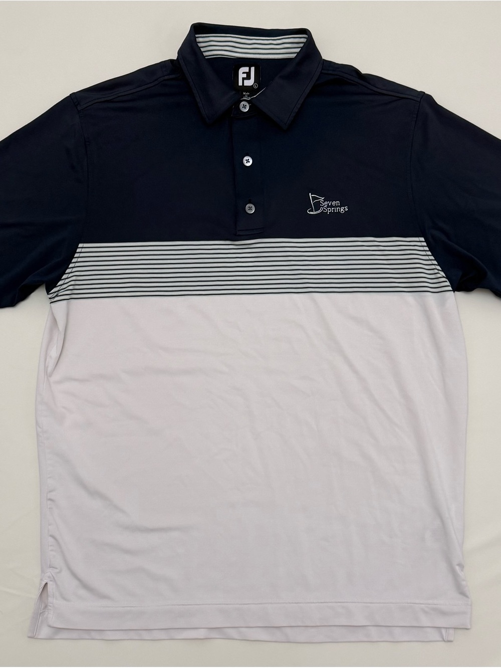 FootJoy Men's Navy and White Striped Golf Polo